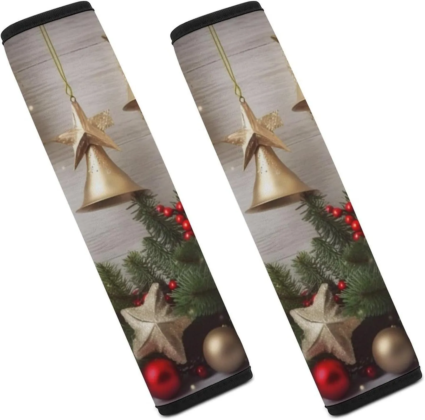 Christmas Tree and Bells Auto Seat Belt Cover 2PCS Universal Car Seat Belt Shoulder Protector Pad, Protect Your Shoulders and Neck for Car Seat Belt, Shoulder Bag, Backpack