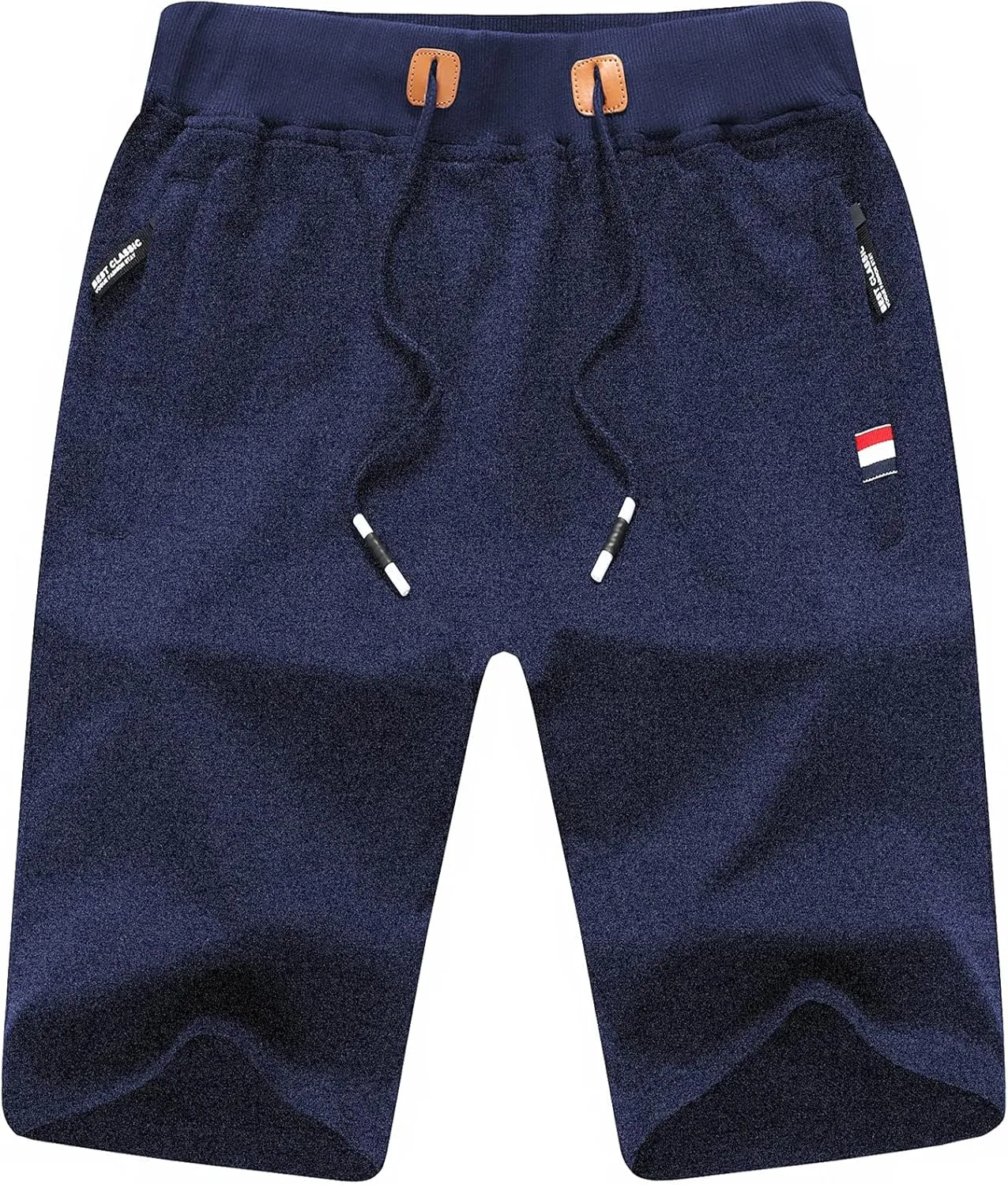 Chrisuno Men's Shorts Elastic Waist Athletic Sweat Shorts with Zipper Pockets