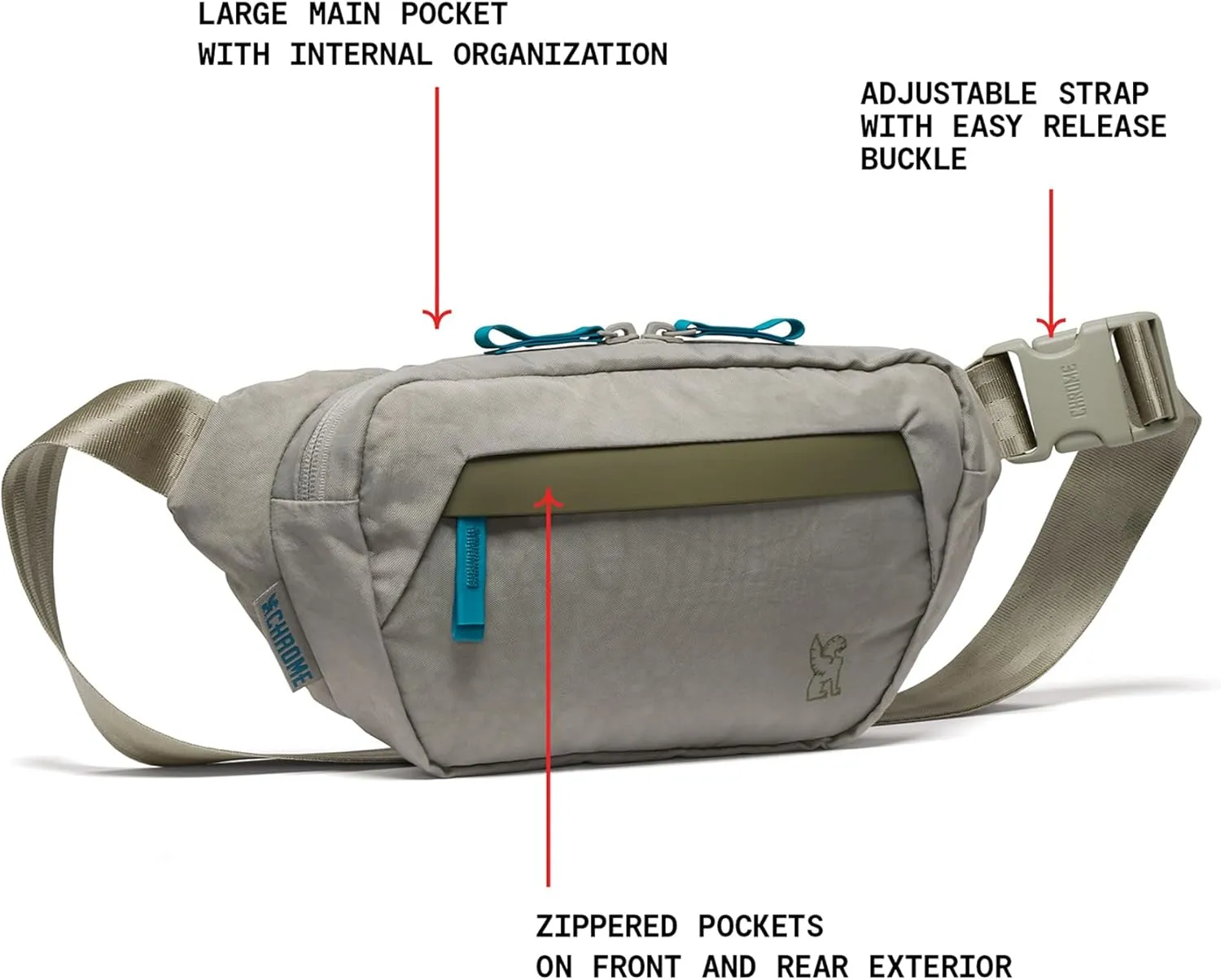 Chrome Industries Sabin Sling Bag for Men and Women – Large Main Compartment, Lightweight Recycled Materials – 3L, Sage