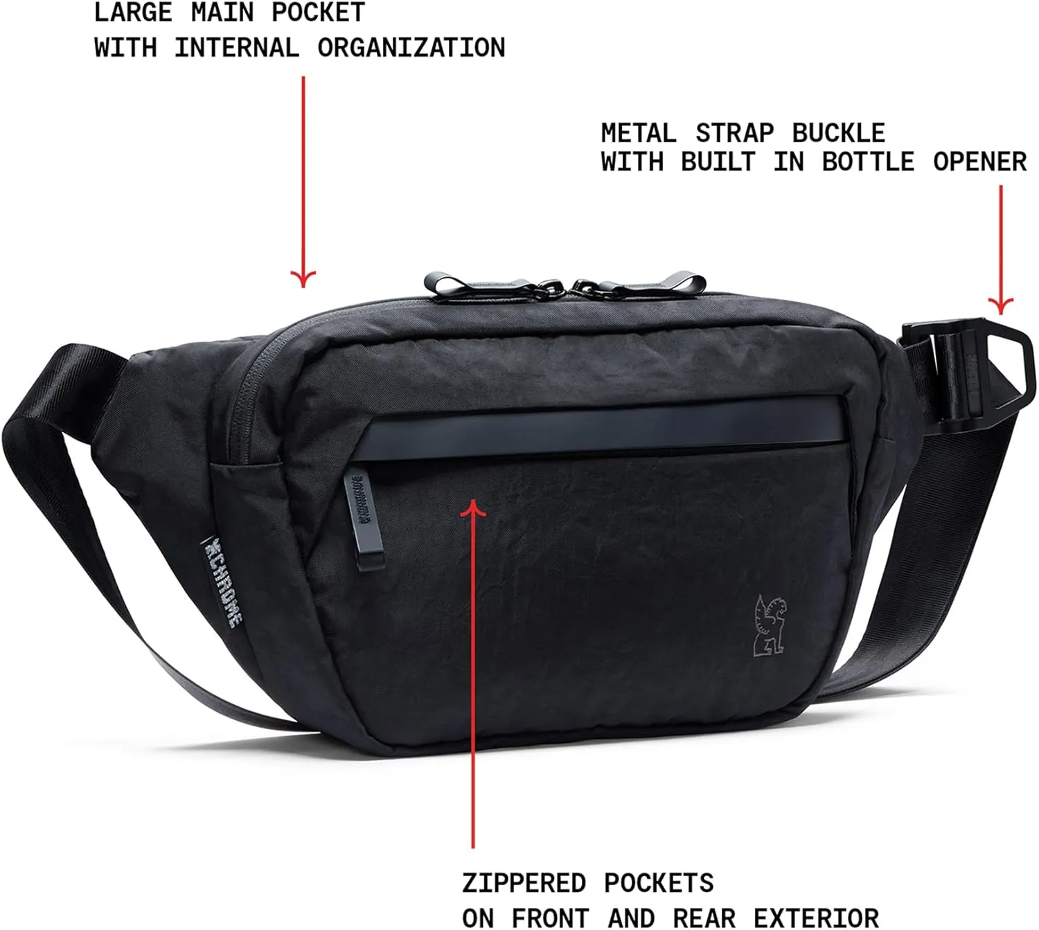 Chrome Industries Sabin Sling Bag for Men and Women – Large Main Compartment, Lightweight Recycled Materials and Metal Adjuster Buckle – 6L, Black
