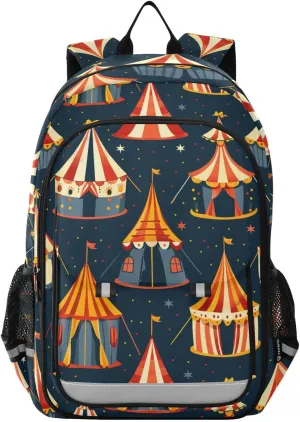 Circus Tent Backpack for Boys Girls Elementary School Bag Kids Bookbag Travel Rucksack With Reflective Stripes