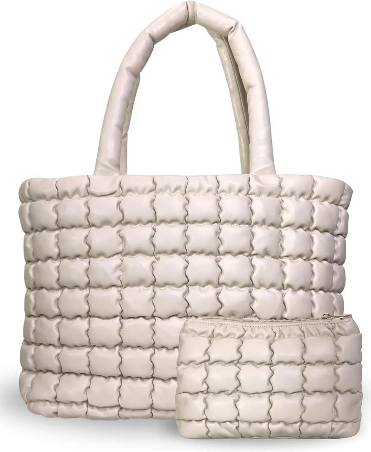 Citrusy Boutique The Cloud Tote Bag Set | Puffer Tote Bag with Insert Pouch | Quilted Tote Bag for Women | Shoulder Puffy Bag