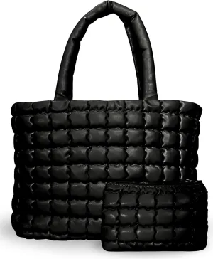 Citrusy Boutique The Cloud Tote Bag Set | Puffer Tote Bag with Insert Pouch | Quilted Tote Bag for Women | Shoulder Puffy Bag