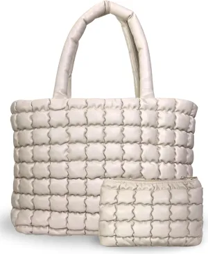Citrusy Boutique The Cloud Tote Bag Set | Puffer Tote Bag with Insert Pouch | Quilted Tote Bag for Women | Shoulder Puffy Bag