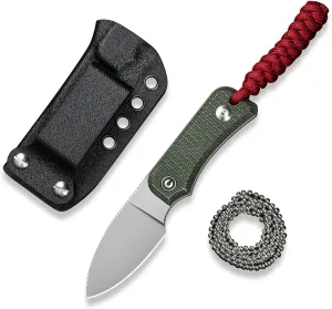 CIVIVI Edc Fixed Blade Knife with Kydex Sheath & Clip, 2.39" Nitro-V Blade Small Baby Banter Camping Hiking Knife Designed by Ben Petersen, Lanyard and Chain Included C23045-2 (Green)