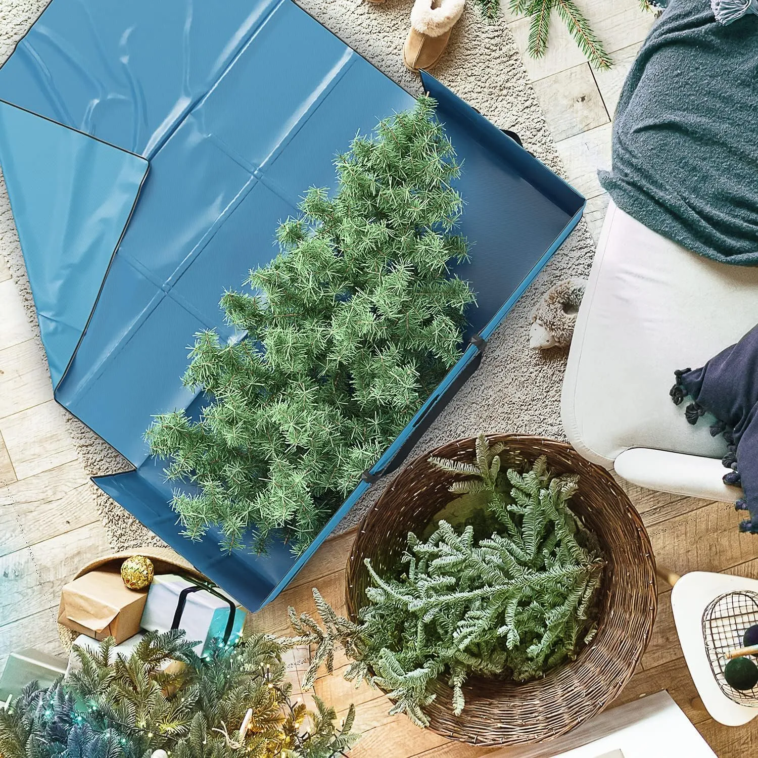 Clara Clark Christmas Tree Storage Bag - Extra Wide Xmas Tree Storage Box Container Made from Durable Oxoford 600D Waterproof Fabric with Handles & Dual Zipper (1, 7.5 ft)