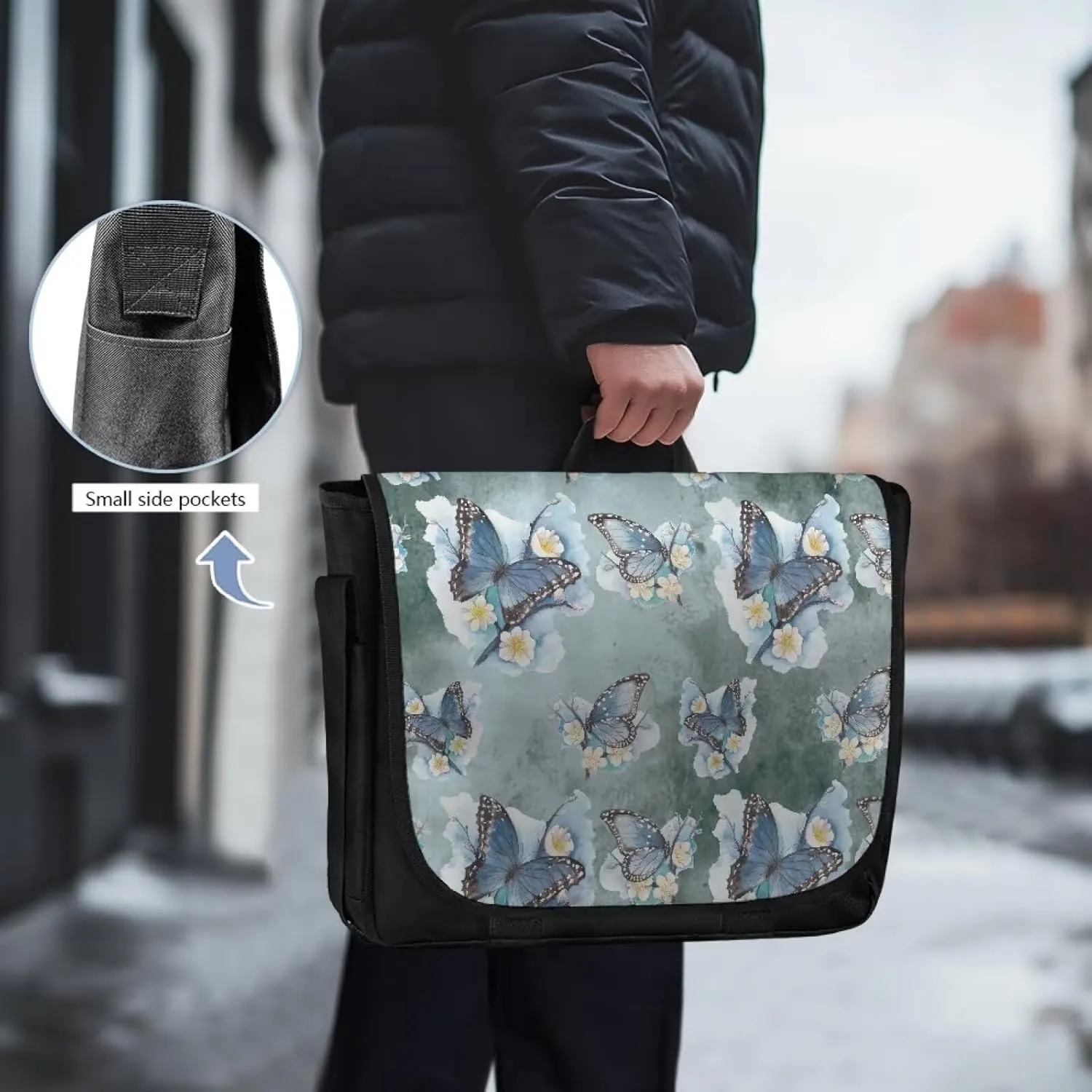 Classic Vintage Flap Messenger Bag for Men Women 15.6 Inch Laptop Crossbody Bag Casual Travel Shoulder Satchel Bag