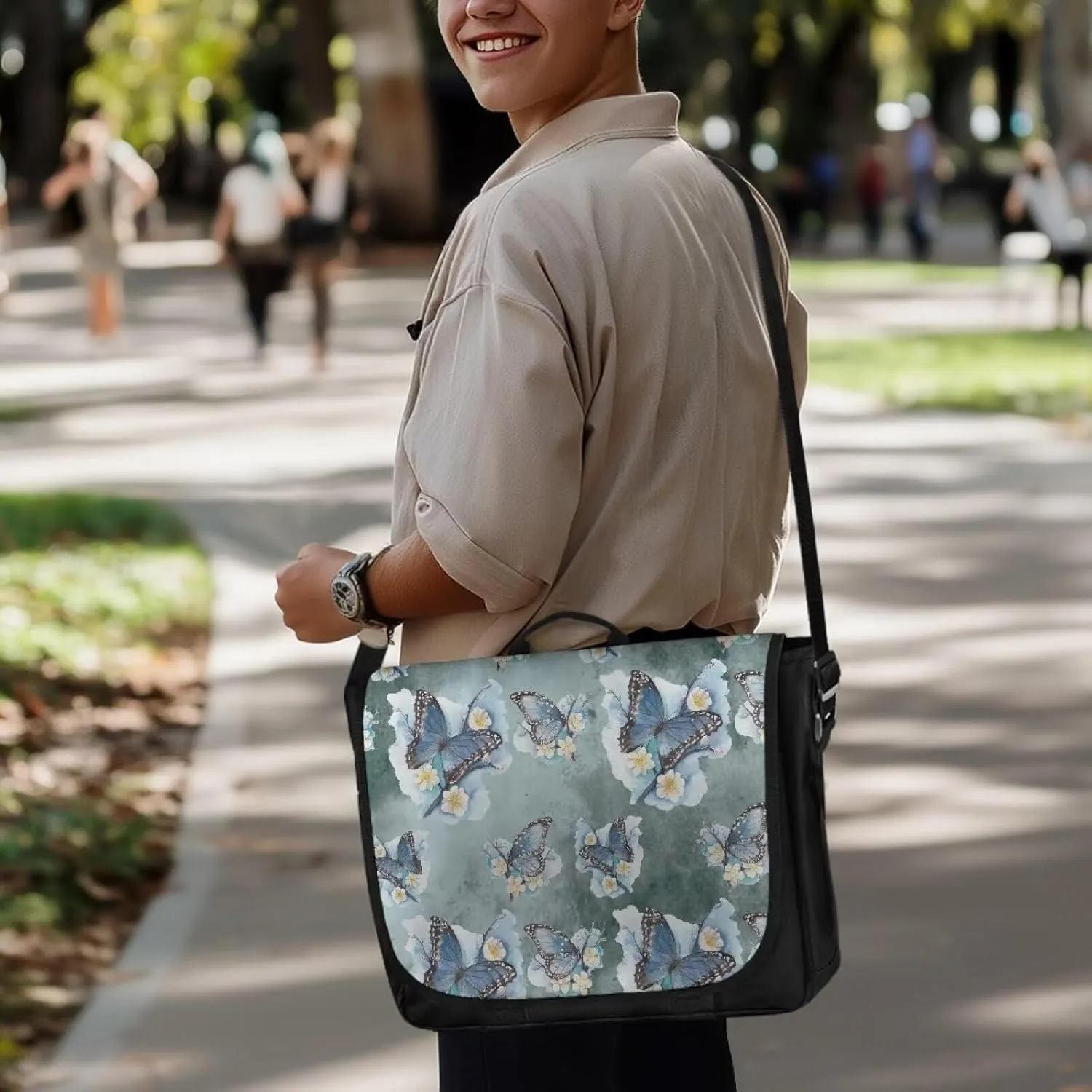 Classic Vintage Flap Messenger Bag for Men Women 15.6 Inch Laptop Crossbody Bag Casual Travel Shoulder Satchel Bag