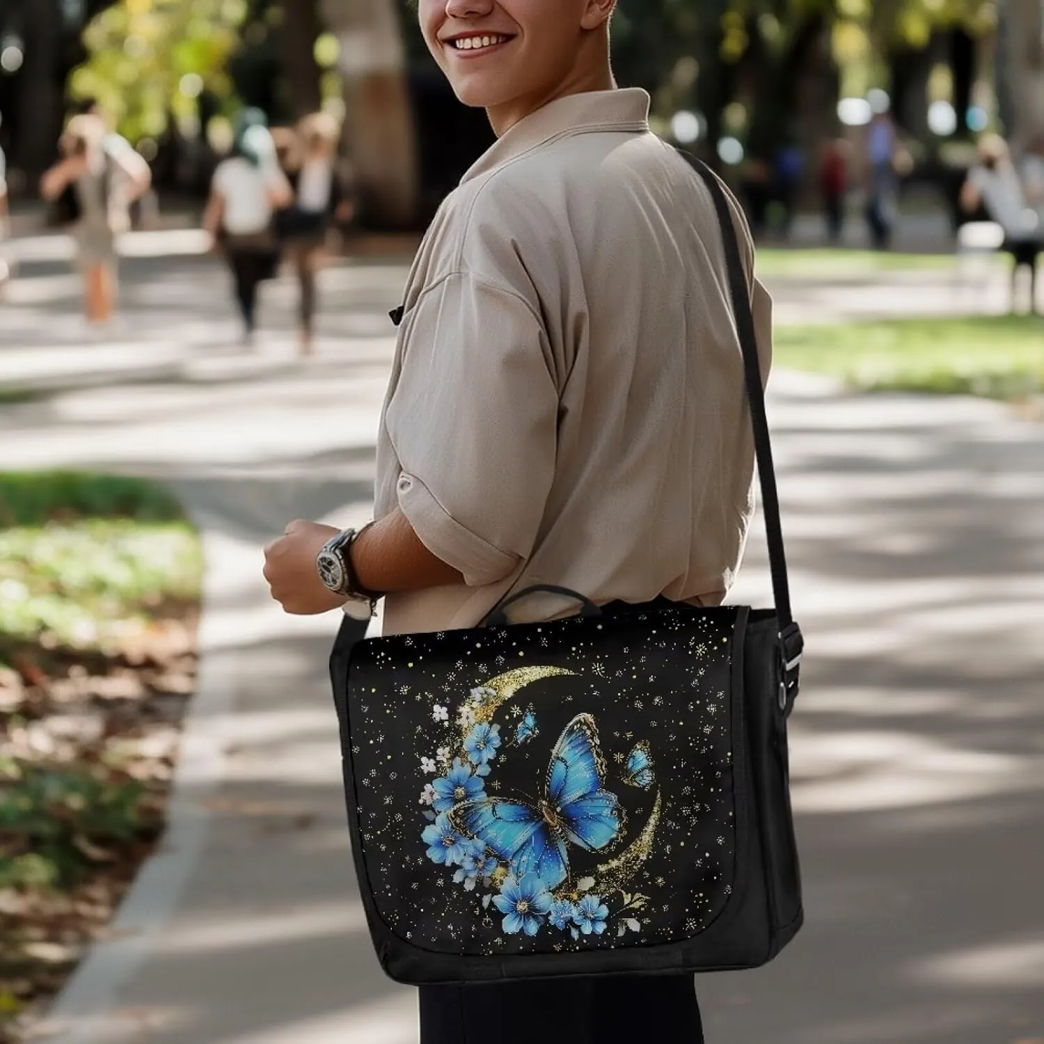 Classic Vintage Flap Messenger Bag for Men Women 15.6 Inch Laptop Crossbody Bag Casual Travel Shoulder Satchel Bag