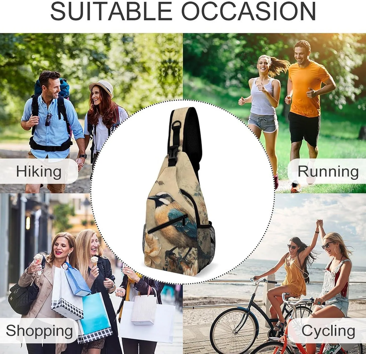 Classical Pattern Flowers Sling Bag Crossbody Bags Cross Body Bag Fanny Packs Chest Bags Sling Purses for Travel