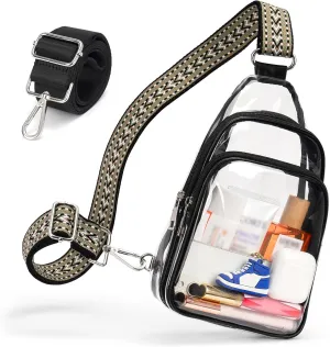 Clear Bags For Events With 2 Extra-Long Straps, 4 Pockets Clear Crossbody Bags For Women