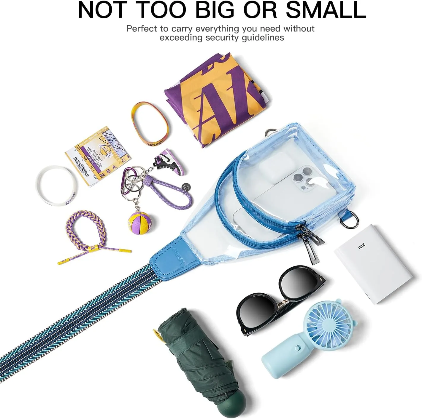 Clear bags Stadium Approved Crossbody Sling Bag Fanny Pack Backpack Purses for Women Men Belt bag for stadium events