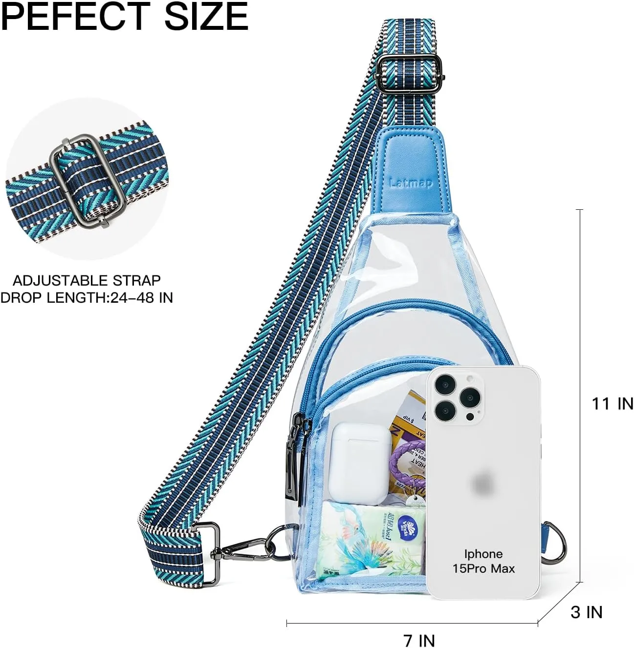 Clear bags Stadium Approved Crossbody Sling Bag Fanny Pack Backpack Purses for Women Men Belt bag for stadium events
