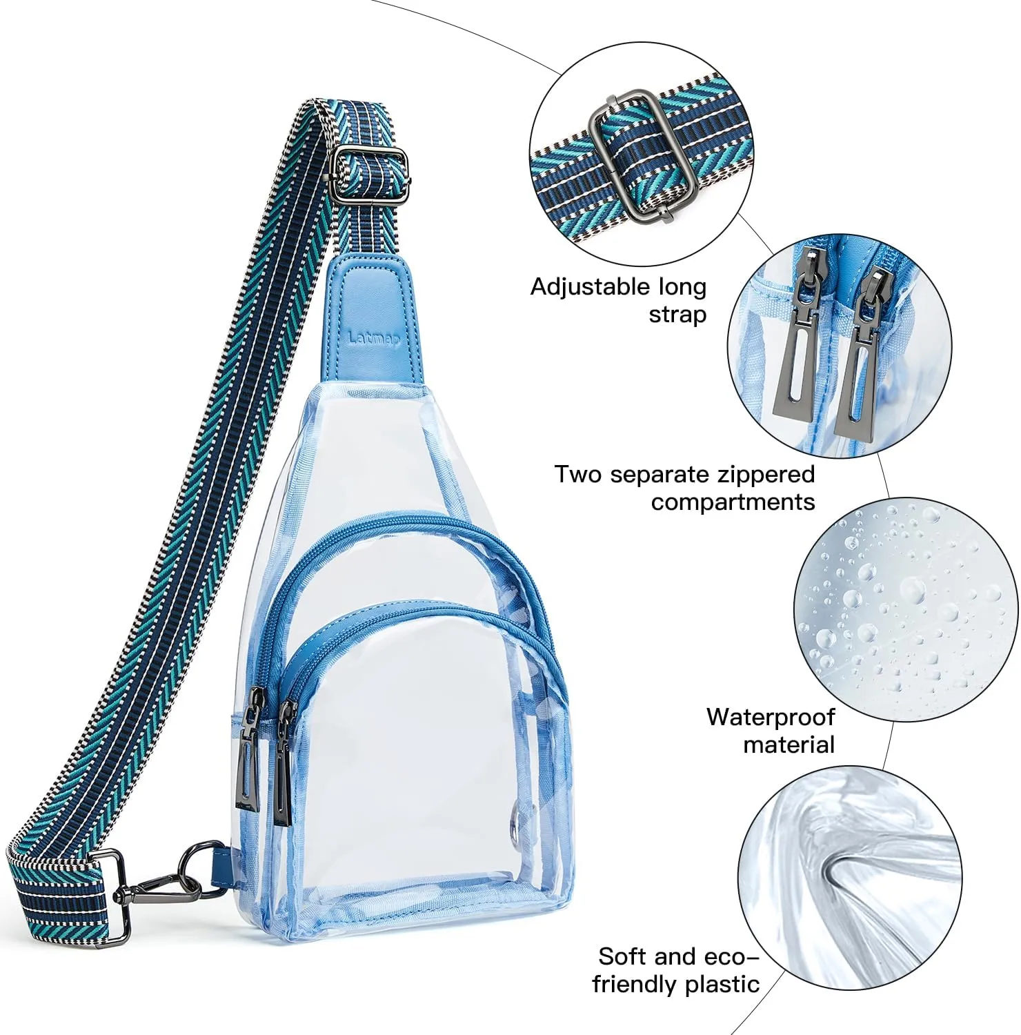 Clear bags Stadium Approved Crossbody Sling Bag Fanny Pack Backpack Purses for Women Men Belt bag for stadium events