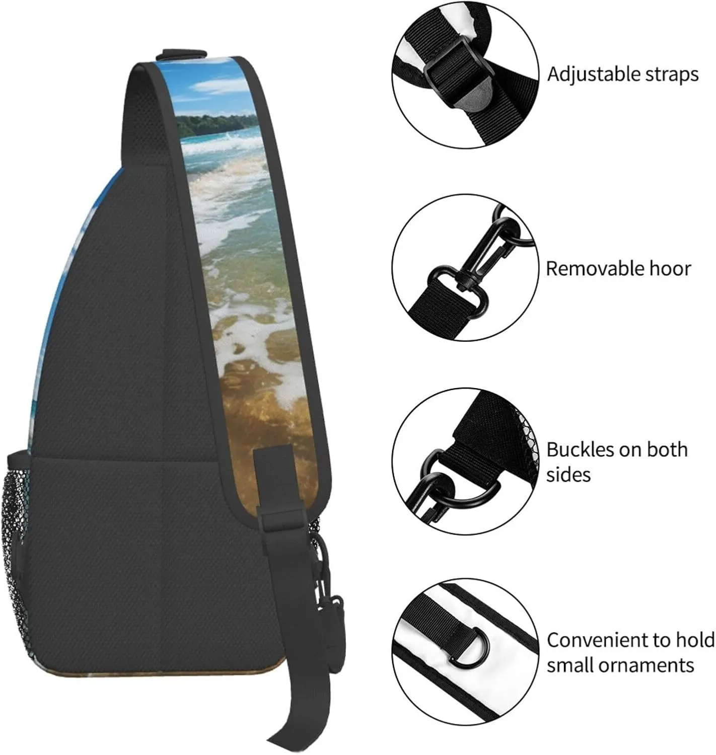 Clear Sky Wave Beach Sling Bag Backpack For Men Cross Chest Bag Crossbody Shoulder Bag Travel Hiking Daypack