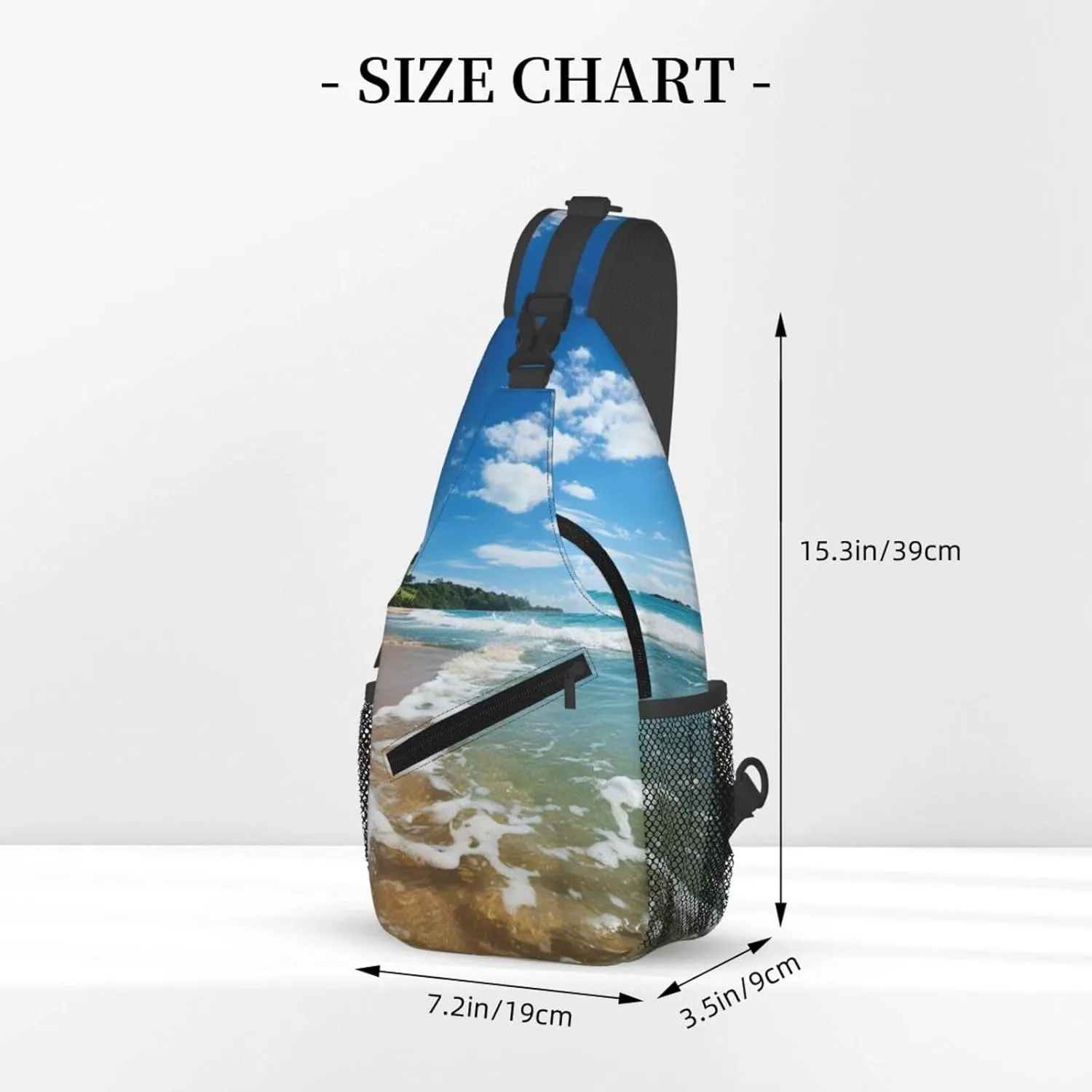 Clear Sky Wave Beach Sling Bag Backpack For Men Cross Chest Bag Crossbody Shoulder Bag Travel Hiking Daypack