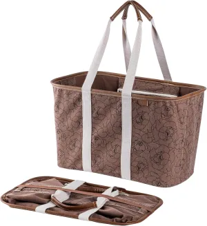 CleverMade Collapsible LUXE Tote - Peony 1 Pack 30L / 8 Gal - Reusable Utility Grocery Shopping Storage Bag Organizer with Handles Reinforced Bottom