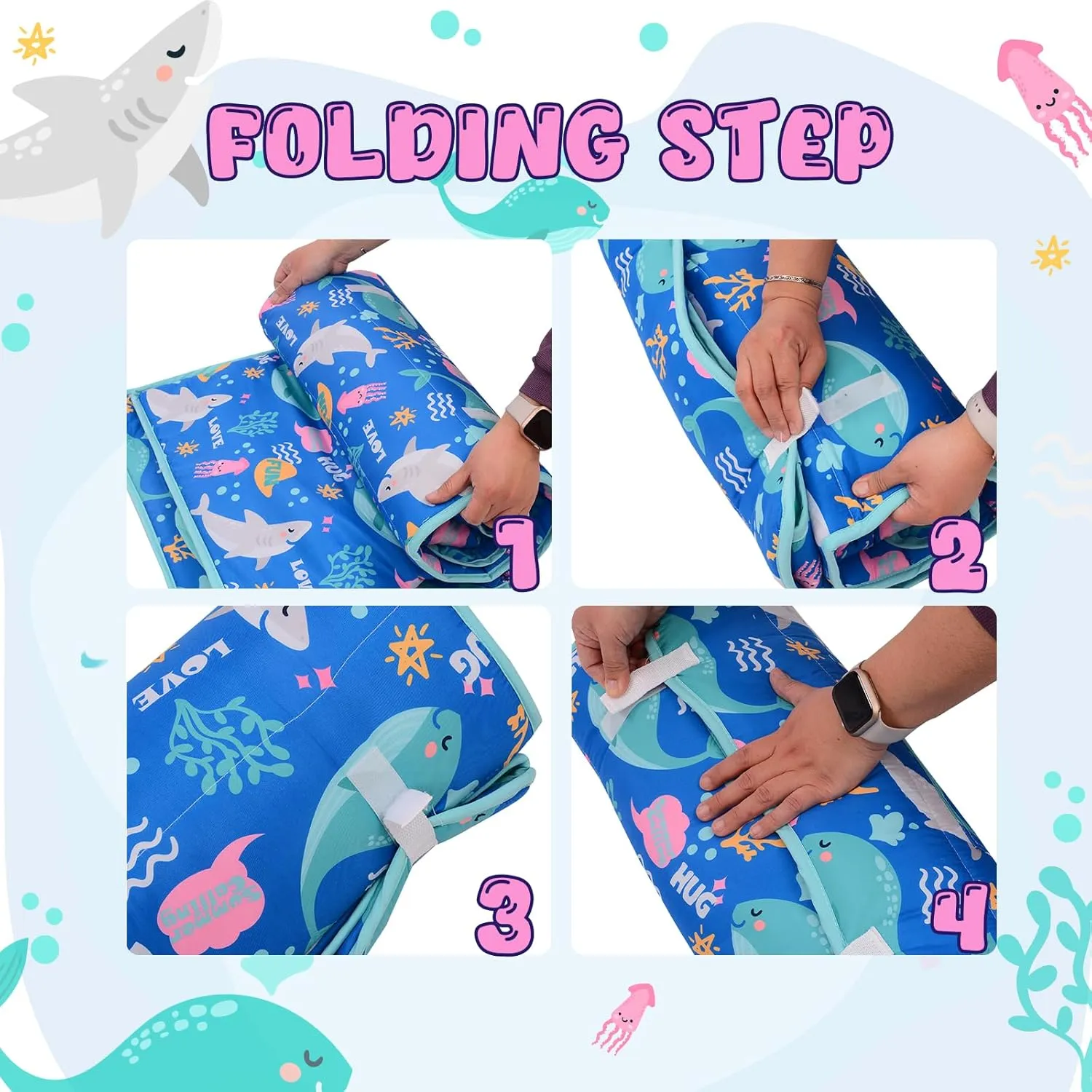 Cloele Toddler Nap Mat for Preschool with Removable Pillow - Toddler Sleeping Bag Slumber Bags - Rolled and Portable Kid's Sleeping Mat for Toddler Girls Preschool Daycare Travel