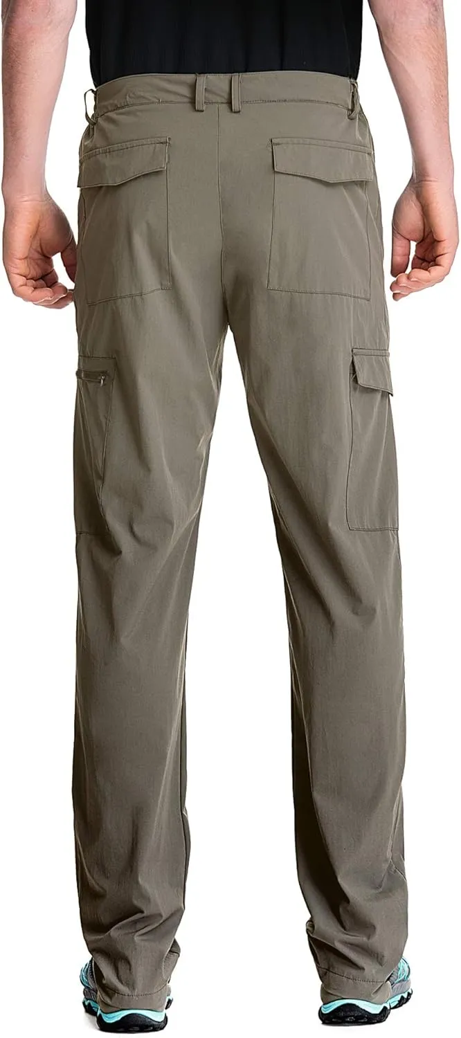 clothin Men's Elastic-Waist Travel Pant Stretchy Lightweight Pant Multi-Pockets Quick Dry Breathable