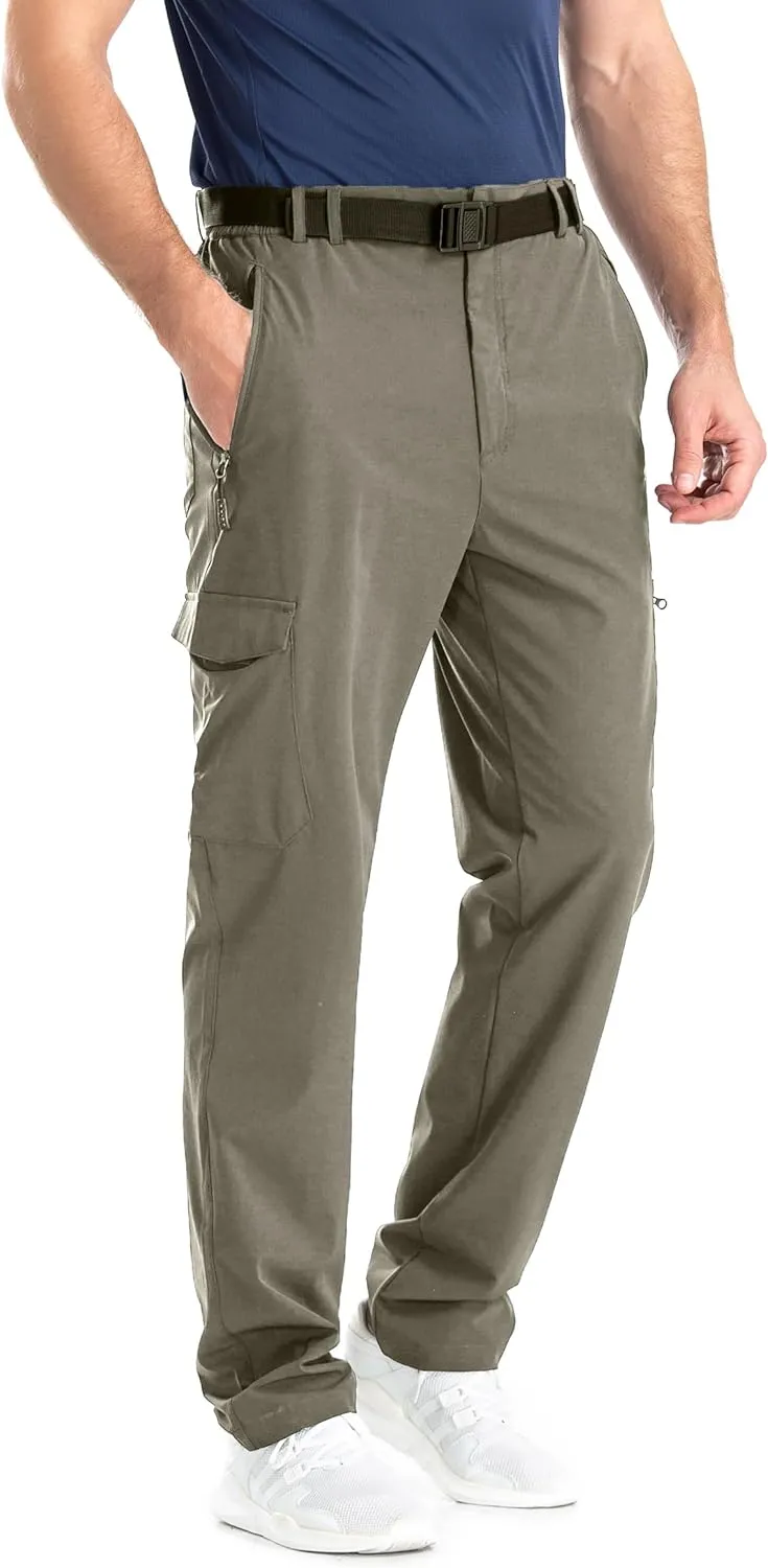clothin Men's Elastic-Waist Travel Pant Stretchy Lightweight Pant Multi-Pockets Quick Dry Breathable