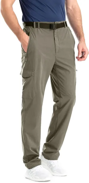 clothin Men's Elastic-Waist Travel Pant Stretchy Lightweight Pant Multi-Pockets Quick Dry Breathable