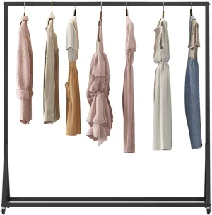Clothing Display Rack, Wheeled Heavy Metal Clothing Independent Hanger, Single Pole Floor Hanger Drying Rack/Black/100cm
