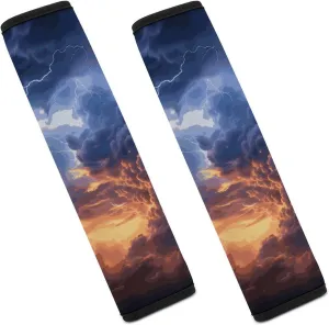 Clouds and Lightning Auto Seat Belt Cover 2PCS Universal Car Seat Belt Shoulder Protector Pad, Protect Your Shoulders and Neck for Car Seat Belt, Shoulder Bag, Backpack