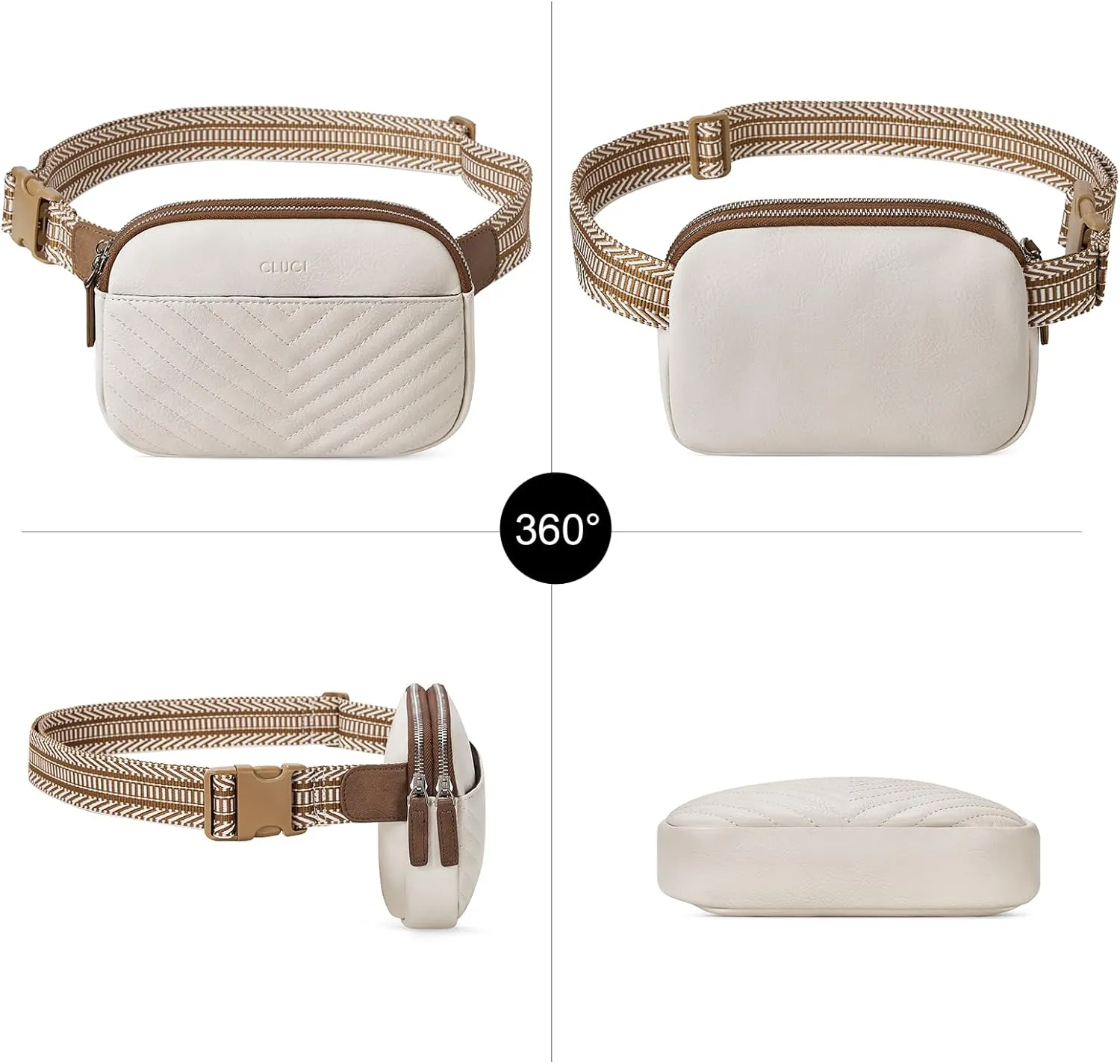 CLUCI Belt Bag for Women, Mini Everywhere Crossbody Waist Bag Adjustable Strap, Vegan Leather Women's Fanny Pack