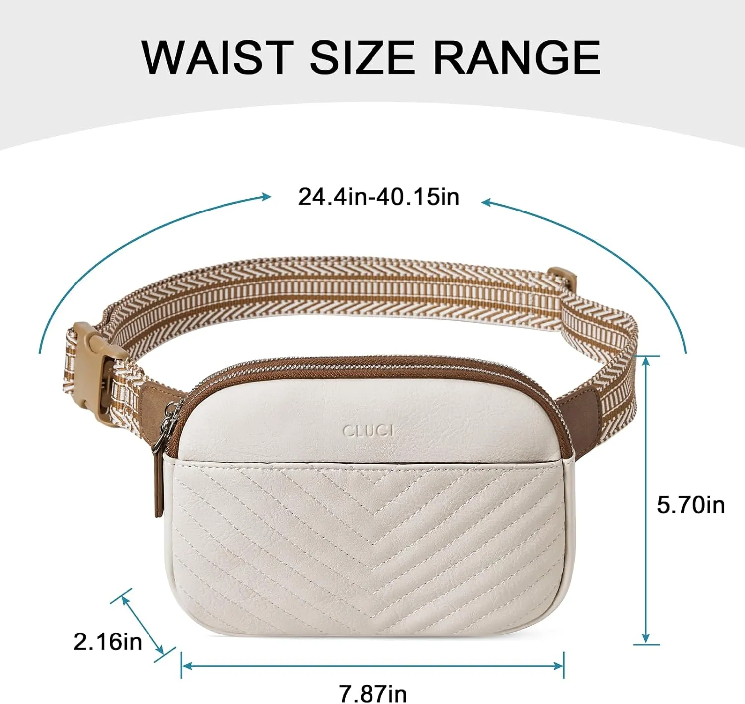 CLUCI Belt Bag for Women, Mini Everywhere Crossbody Waist Bag Adjustable Strap, Vegan Leather Women's Fanny Pack