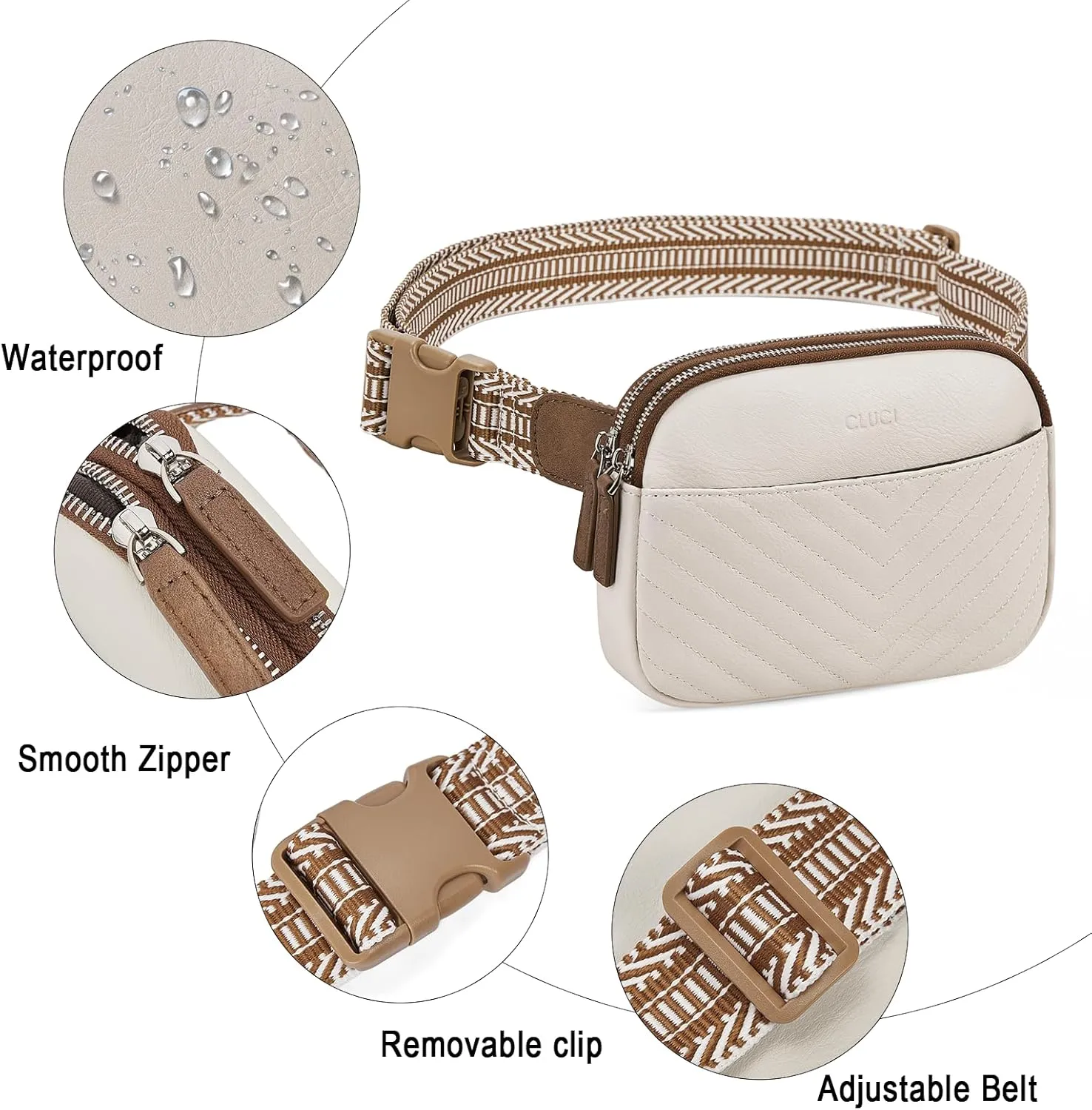 CLUCI Belt Bag for Women, Mini Everywhere Crossbody Waist Bag Adjustable Strap, Vegan Leather Women's Fanny Pack