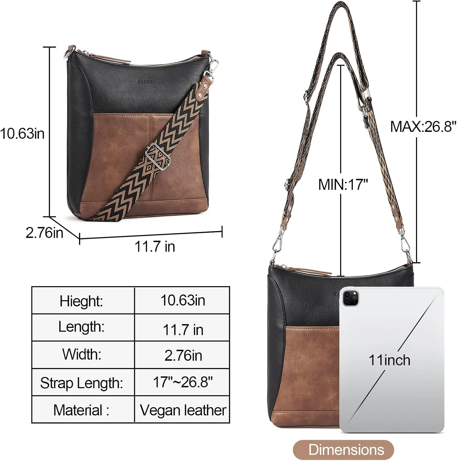 CLUCI Crossbody purses for Women Leather Medium Shoulder Purses Handabgs Vegan Leather Hobo Bags Satchel with Guitar Strap