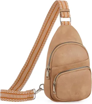 CLUCI Small Sling Bag for Women, Vegan Leather Fanny Pack Crossbody Bags for Women, Chest Bag With Guitar Strap