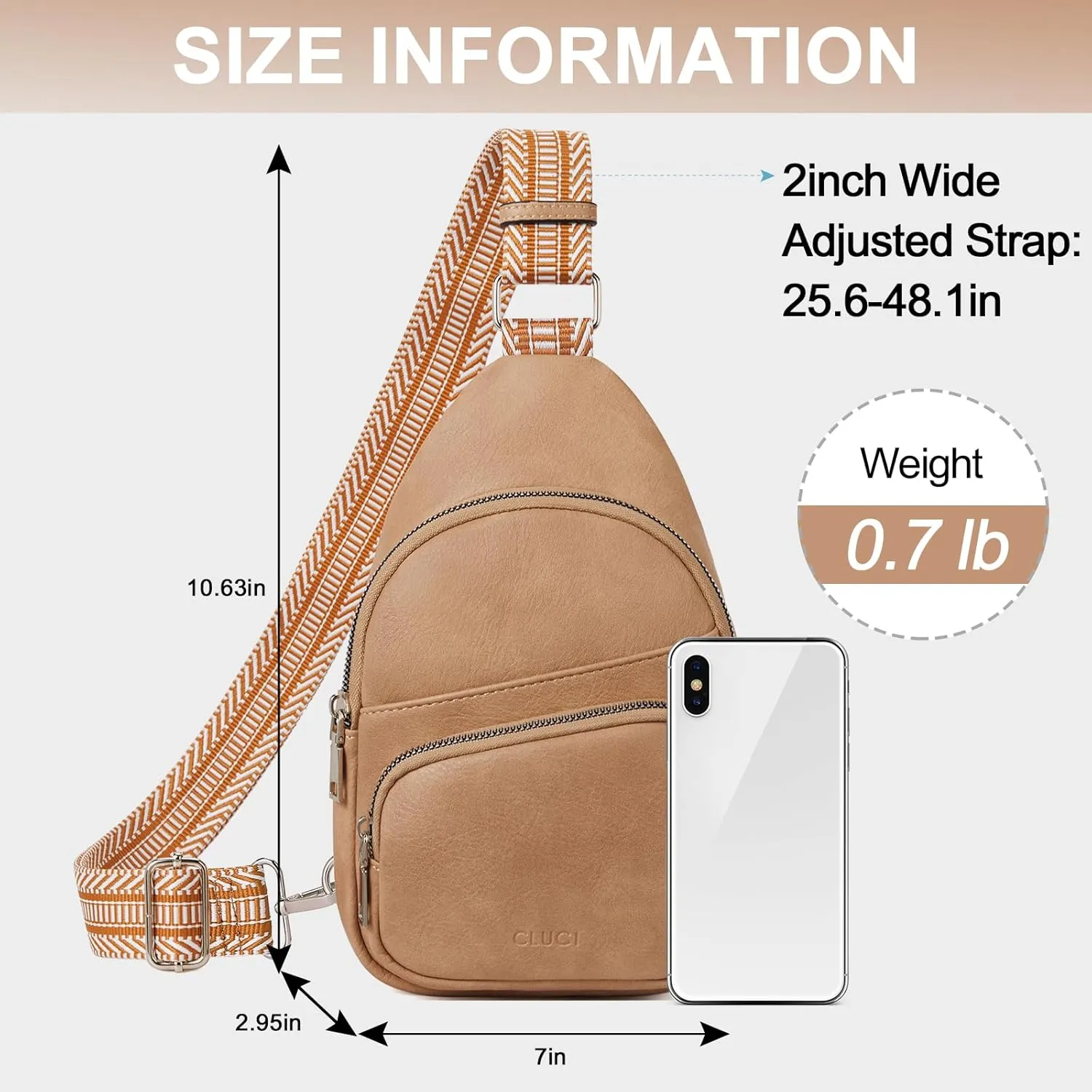 CLUCI Small Sling Bag for Women, Vegan Leather Fanny Pack Crossbody Bags for Women, Chest Bag With Guitar Strap