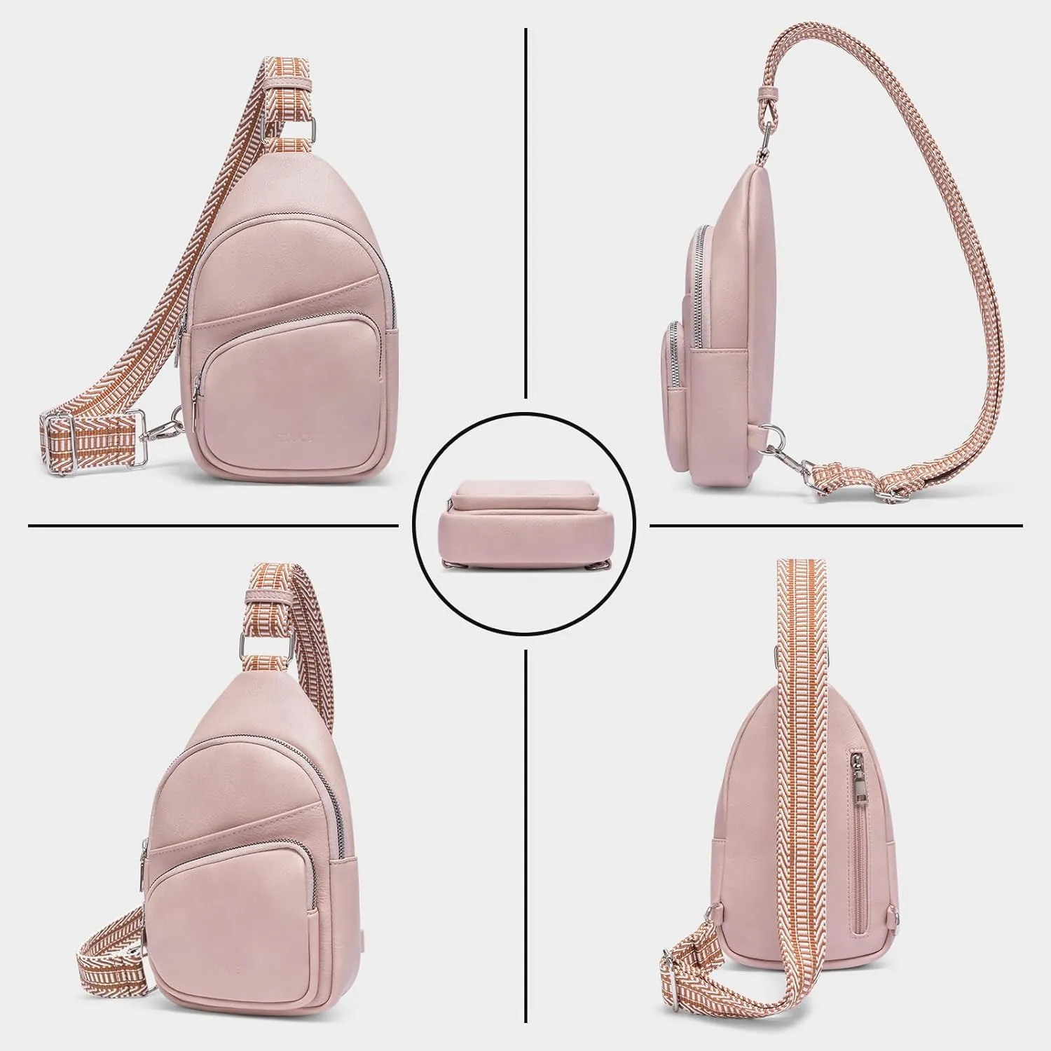 CLUCI Small Sling Bag for Women, Vegan Leather Fanny Pack Crossbody Bags for Women, Chest Bag With Guitar Strap