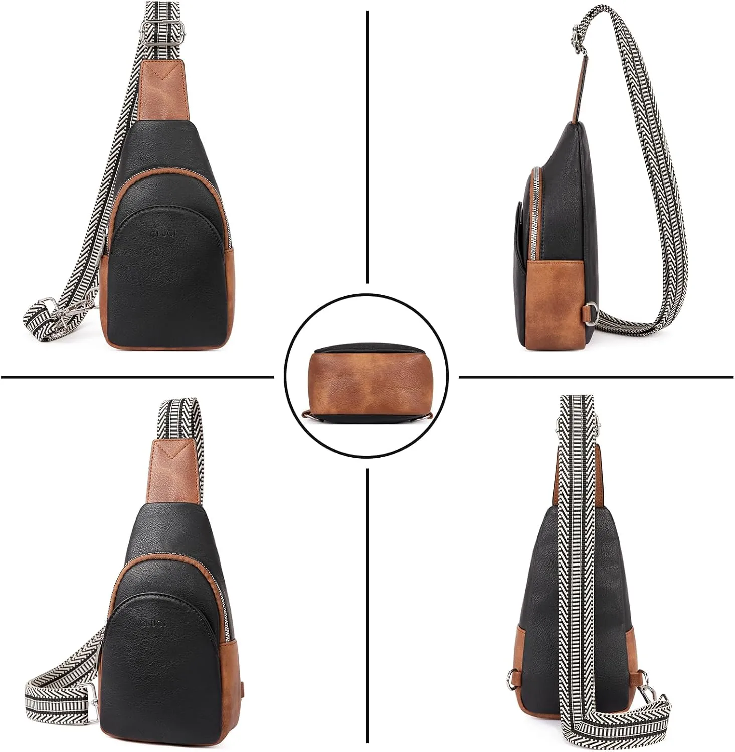 CLUCI Small Sling Bag for Women,Vegan Leather Crossbody Bags for Women,Fanny Packs with Guitar Strap