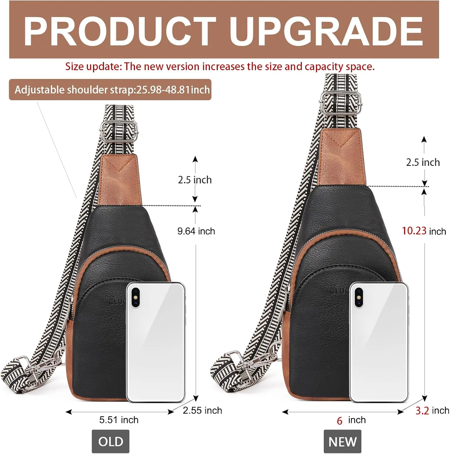 CLUCI Small Sling Bag for Women,Vegan Leather Crossbody Bags for Women,Fanny Packs with Guitar Strap