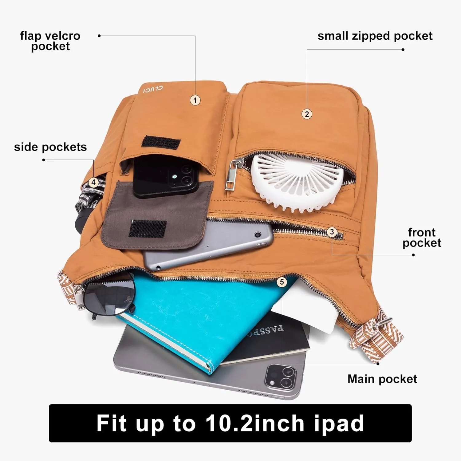 CLUCI Travel Purses for Women, Waterproof Nylon Crossbody Bags for Woman Trendy, Anti Theft Shoulder Bag for Ladies