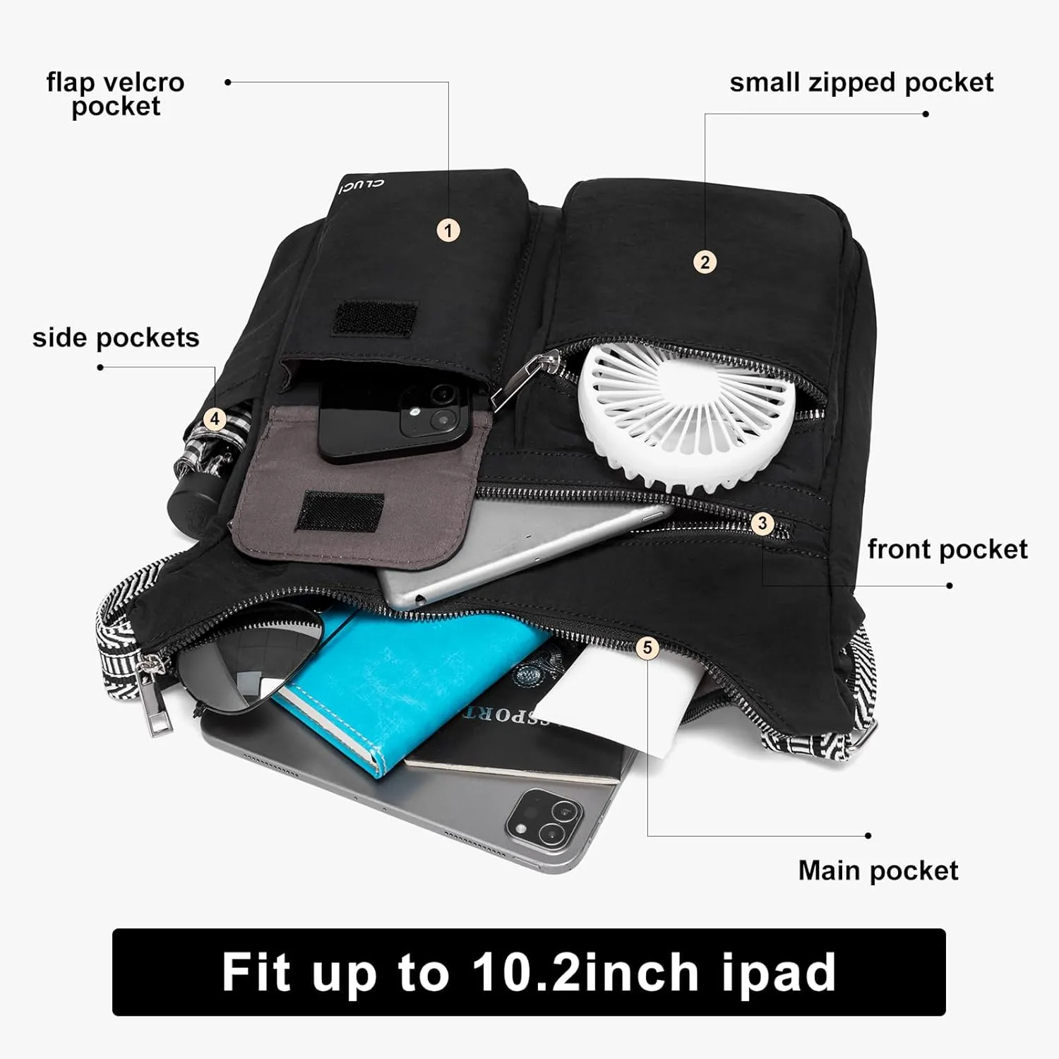 CLUCI Travel Purses for Women, Waterproof Nylon Crossbody Bags for Woman Trendy, Anti Theft Shoulder Bag for Ladies