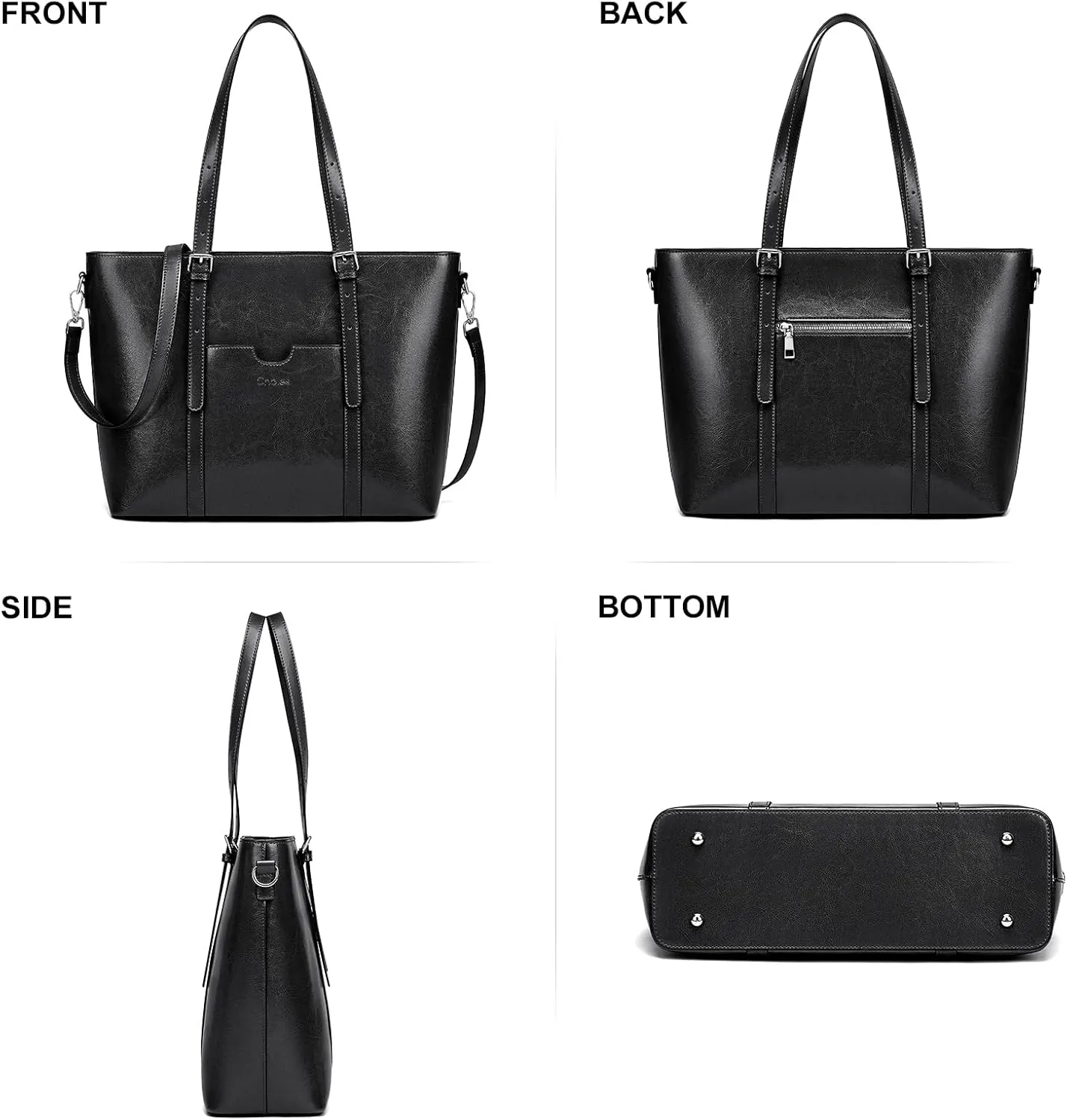 Cnoles Satchel Handbag for Women Ladies Vintage Genuine Leather 15.6 inch Laptop Tote Shoulder Bag Work Purse