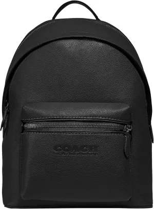 COACH Charter Backpack in Refined Pebbled Leather, Black,