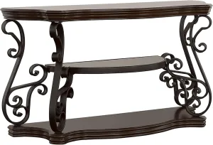 Coaster Home Furnishings - Laney - Engineered Wood - 54-Inch Scrollwandk Console Table with 2 Shelves, Leveling Glides & Traditional Style - Entryway, Hallway & Living Room - Deep Merlot 702449