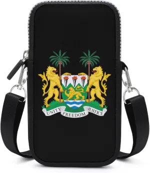 Coat Arms of Sierra Leone Women Crossbody Phone Purse Adjustable Strap Cell Phone Shoulder Bag Small Belt Bag