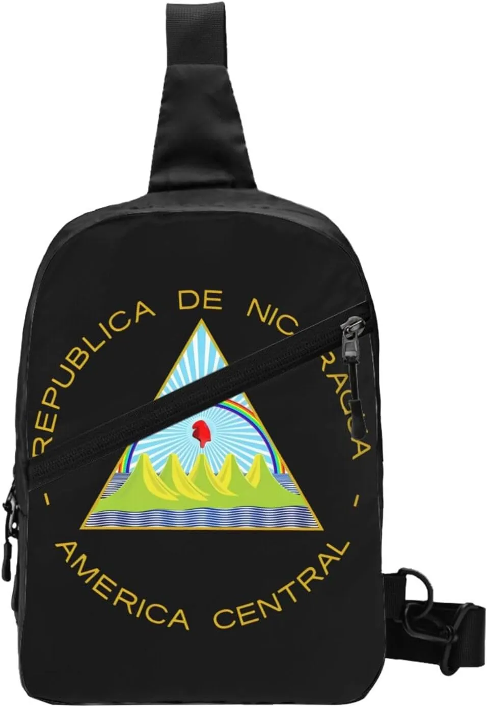 Coat of Arms of Nicaragua Crossbody Bag Portable Sling Bags Foldable Chest Daypack Reusable Sports Shoulder Backpack Diagonally Casual Rucksack Travel Bag