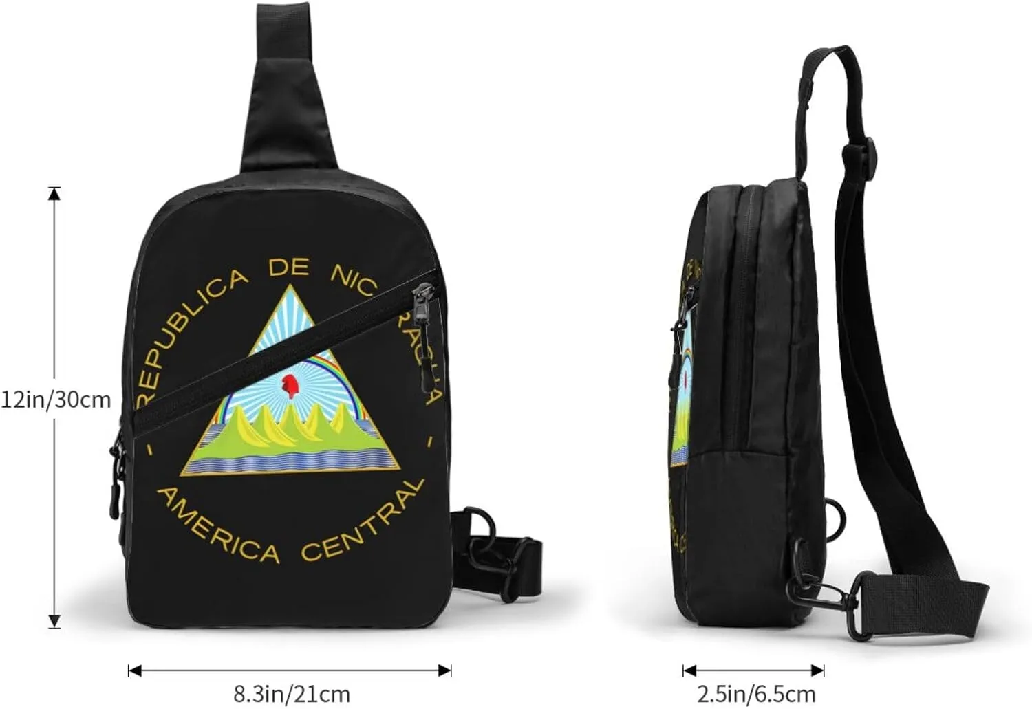 Coat of Arms of Nicaragua Crossbody Bag Portable Sling Bags Foldable Chest Daypack Reusable Sports Shoulder Backpack Diagonally Casual Rucksack Travel Bag