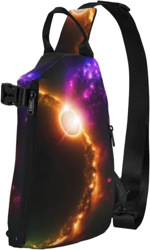 Color Butterfly Printed Pattern Sling Bags Crossbody Sling Backpack Travel Hiking Daypack Chest Bag For Man And Women