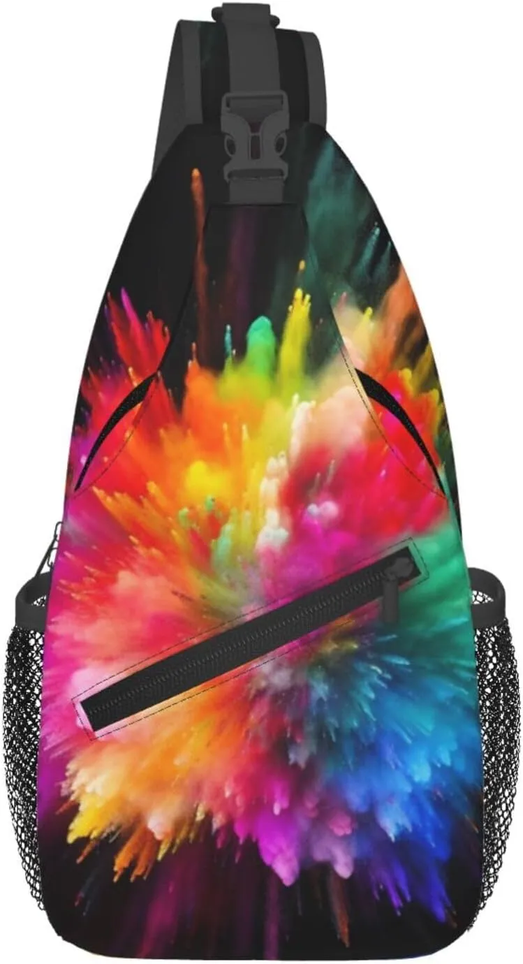 color explosion Crossbody Bags for Men Women Fashion Sling Backpack Casual Chest Bag Travel Hiking Daypack