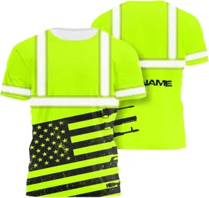 Color US Flag High Visibility Shirt Men Women Custom Name Reflective Safety Shirt Workwear for Worker Patriotic