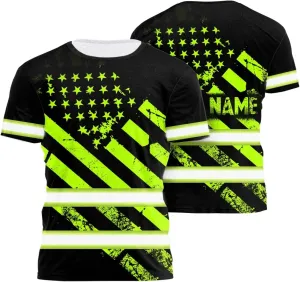 Color US Flag High Visibility Shirt Men Women Custom Name Reflective Safety Shirt Workwear for Worker Patriotic