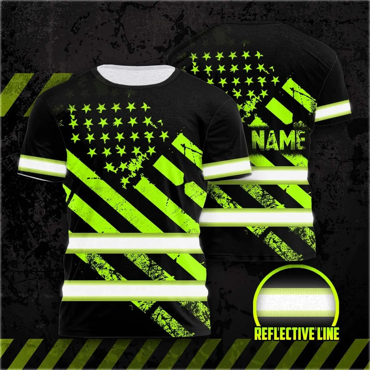 Color US Flag High Visibility Shirt Men Women Custom Name Reflective Safety Shirt Workwear for Worker Patriotic