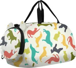 Colored Cat and Dog Duffel Bags for Boys Small Gym Bags for Teens Dance Bag for Girls